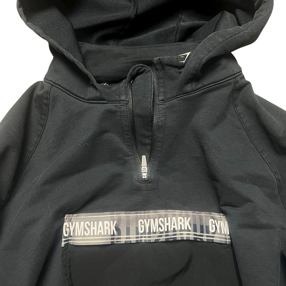 Gymshark Block Cropped Quarter Zip Hoodie Activewear Pocket Front Logo Size M - Picture 3 of 4